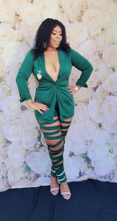 AMERICAN GURL TWO PIECE BLAZER AND SEXY SLIT PANTS