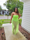 LEMON LIME BANDEAU SHEER DRESS