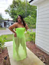LEMON LIME BANDEAU SHEER DRESS