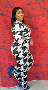 HOUNDSTOOTH TWO PIECE  LONG SLEEVE AND PANTS SET